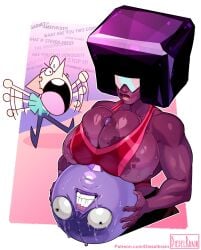 1futa 2girls amethyst_(steven_universe) areola_slip areolae big_breasts big_penis breast_squeeze breasts cartoon_network clothed clothing dark-skinned_female dark_skin dieselbrain erection female female_focus futanari garnet_(steven_universe) gem_(species) huge_breasts humanoid humanoid_penis large_breasts mostly_clothed nipples pearl_(steven_universe) sphere steven_universe swimsuit