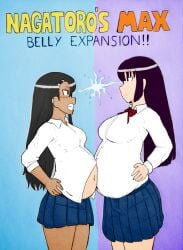 2girls belly_bulge belly_expansion belly_inflation catfight fat fat_woman female female_only hayase_nagatoro human inflation inflation_fetish multiple_girls please_don't_bully_me,_nagatoro president_(nagatoro) ronic_lagann sana_sunomiya