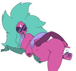 alexandrite_(steven_universe) areola belly big_belly breasts cartoon_network female fusion gem_(species) gem_fusion green_hair nipples pregnant red_skin steven_universe