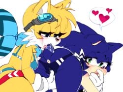 anthro anus ass bra cameltoe female finger_fuck goggles green_eyes heart interspecies looking_back medium_breasts panties panties_down psychotiicx rule_63 saliva_trail scarf sega sideboob sonic_(series) sonic_the_hedgehog sonic_the_hedgehog_(series) tail_lick tails yuri