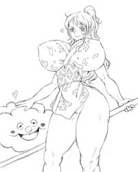 2019 big_breasts blush breasts breasts_bigger_than_head bursting_breasts clima-tact clothed cloud covered_nipples curvy female female_only fingernails gigantic_breasts hips homie_(one_piece) hourglass_figure huge_breasts japanese_clothes jay-marvel kimono legs long_hair looking_at_viewer looking_down monochrome nami nami_(one_piece) nipple_bulge no_color no_panties onami one_piece ponytail post-timeskip sketch smile sole solo_female soru_soru_no_mi staff standing thick_thighs thighs toned voluptuous weapon wide_hips zeus_(one_piece)