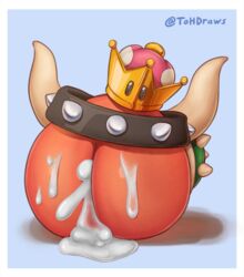 after_sex bowsette cum cum_inside food_porn horns mario_(series) new_super_mario_bros._u_deluxe object_focus peach_(fruit) shell super_crown the_other_half what