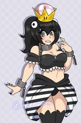 aishyu black_hair chain_chomp chains chompette crown cute dress mario_(series) new_super_mario_bros._u_deluxe nintendo