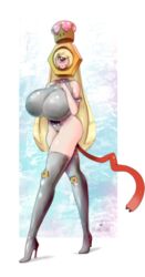 1girls :o animate_inanimate ass big_breasts blush bodysuit boots breasts cameltoe clothed clothing crossover crown cyclops female female_only footwear hair headgear heart high_heels huge_breasts humanized humanoid latex long_hair looking_at_viewer mario_(series) meltan mightybride new_super_mario_bros._u_deluxe nintendo object_head open_mouth pokémon_(species) pokemon pokemon_go pokemon_sm princess royalty shoes solo source_request standing super_crown text video_games watermark