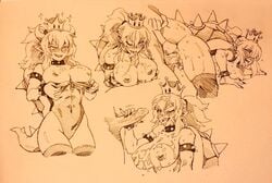 1girls ass back bare_hips bare_shoulders black_leotard bowsette bracelet breasts busty cleavage collar collarbone crown cum cum_on_body cum_on_breasts cum_on_upper_body curvy earrings eyebrows_visible_through_hair female hips horns hourglass_figure jewelry large_breasts legs leotard looking_at_viewer looking_back mario_(series) monochrome moonchrome new_super_mario_bros._u_deluxe nintendo nipples paizuri pointy_ears ponytail rule_63 sequential sex sharp_teeth smile spiked_anklet spiked_armlet spiked_bracelet spiked_collar spiked_shell spiked_tail spikes super_crown teeth thick_thighs thighs tongue_out twistedterra voluptuous wink