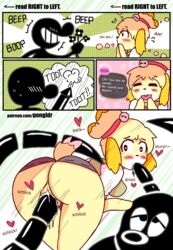 2018 animal_crossing anthro ass canine clothed clothing comic_page crossover english_text female game_and_watch instant_loss_2koma isabelle_(animal_crossing) male mammal mr._game_and_watch nintendo octopus_(g&w) oral pongldr pussy shih_tzu simple_background smile straight super_smash_bros. tentacle tentacle_sex text vaginal_penetration yellow_fur