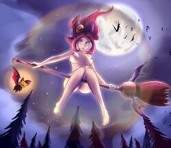 2018 alternate_costume bewitching_janna blue_eyes breasts floating harrowing harrowing_series janna_windforce league_of_legends naked nipples nude ragorix red_hair riot_games witch_hat