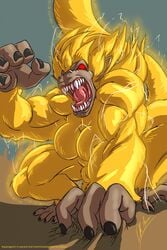 animal_genitalia anthro breasts dickgirl dragon_ball dragon_ball_gt fan_character fur furry futa_only futanari intersex macro mammal monkey muscular oozaru outside primate roaring sheath tearing thebigbadwolf01 yellow_fur