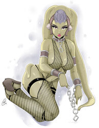 ass breasts chains female female_only fishnets green_skin lipstick oola return_of_the_jedi solo star_wars twi'lek