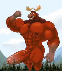 1boy 5_fingers abs anthro antlers balls biceps big_balls big_penis brother_bear cervine disney edit flexing horn huge_balls huge_cock huge_muscles humanoid_penis hyper hyper_balls hyper_penis jabuhusky macro male male_only mammal miguel_okami moose mountain muscular nude pecs penis sky solo tree tuke_(brother_bear) vein veiny_penis