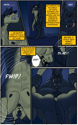 absurd_res anthro anthro_on_anthro ass big_muscles canine comic duo english_text erection heartlessfang hi_res humanoid_penis male mammal muscular muscular_male nude penis size_difference text vein veiny_penis were werewolf wolf yaoi