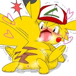 1boy 2013 ambiguous_gender anus ashchu ass furry hat heart male nintendo no_humans pasaran pikachu pokémon_(species) pokemon pokemon_rgby rodent tail trembling video_games