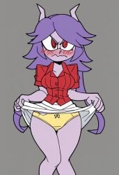 ai_generated anthro aquatic_dragon blush civitai dragon embarrassed female female_protagonist freedom_planet freedom_planet_2 helltaker_(style) looking_at_viewer low_effort off_model panties poor_quality sash_lilac tovoci video_games water_dragon