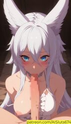 ai_generated ai_sluts blowjob censored fenrys lv2_kara_cheat_datta_motoyuusha_kouho_no_mattari_isekai_life wolf_ears wolf_girl