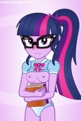 1girls accurate_art_style animated areolae books breasts equestria_girls female female_only friendship_is_magic gif glasses hasbro my_little_pony nipples panties ponytail randomtriples sci-twi solo solo_female twilight_sparkle_(mlp) underwear