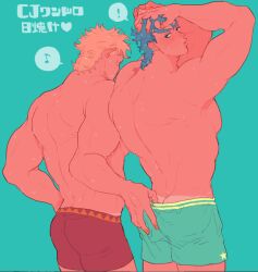 2boys ass ass_grab battle_tendency boxers caesar_zeppeli gay joestar_birthmark jojo&#039;s_bizarre_adventure joseph_joestar male male/male male_only sweat sweaty_body tanned tanned_male tanned_skin yaoi