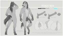 andalusian animal_genitalia animal_penis anthro anus athletic balls blue_eyes equine equine_penis erection fully_sheathed hair horse horsecock jericho_(ulfhednar) long_hair male mammal mane model_sheet muscular muscular_male oouna penis sheath standing