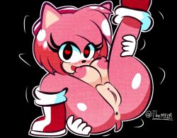 amy_rose anthro anus big_breasts black_background black_eyes blush breasts clothing diego_mejia eulipotyphlan eyelashes female footwear fur genitals hair hat headgear headwear heart_eyes heart_symbol hedgehog looking_at_viewer mammal nipples nude open_mouth outline pink_body pink_fur pink_hair presenting presenting_pussy pussy red_clothing red_footwear sega short_tail simple_background solo sonic_(series) sonic_the_hedgehog_(series) tail white_outline