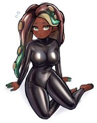 breasts dark-skinned_female dark_skin female female_only fully_clothed marina_(splatoon) negieggy nintendo shiny_clothes solo splatoon splatoon_(series) splatoon_2 tight_clothing