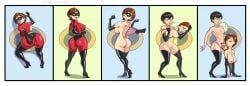 black_hair brown_hair completely_nude disguise helen_parr high_heel_boots large_ass large_breasts lemonxxxchanj mask nude skinsuit superhero_costume superheroine the_incredibles tugging_clothing wide_hips