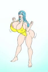 ass ass_built_separately big_ass big_breasts big_butt bikini blue_eyes blue_hair breasts cyan_eyes cyan_hair dragon_ball dragon_ball_z maron sun1sol teal_eyes teal_hair