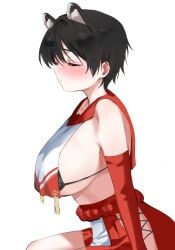 1girls artist_request big_breasts black_hair blue_archive breast_curtains breasts female gigantic_breasts huge_breasts solo_female tsubaki_(blue_archive)