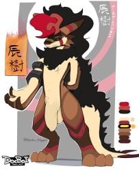 absurd_res anthro bandage bandage_on_face bandage_on_nose doeboi dragon foreskin genitals glowing glowing_eyes hair hi_res hybrid japanese_text mane mane_hair mythological_creature mythological_scalie mythology penis scalie tail tatsuki_(doeboi) text