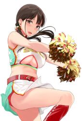 1girls brown_eyes brown_hair cheerleader panties pom_poms red_panties sasamori_tomoe underboob upskirt