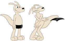 2018 anthro balls barefoot breaking_the_fourth_wall censor_bar censored covering embarrassed exposed flaccid floppy_ears foreskin male male_only mammal marsupial nickelodeon nude overbite penis rocko rocko's_modern_life simple_background solo teeth uncut wallaby wide_eyed wind x231_(artist)