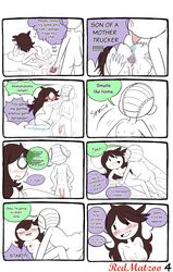 anus ass blush breasts brown_hair comic condom eyebrows jaiden jaiden_animations long_hair panties penis pussy redmatzoo testicles text underwear unseen_male_face youtube youtuber