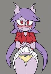 ai_generated anthro aquatic_dragon blush civitai dragon embarrassed female female_protagonist freedom_planet freedom_planet_2 helltaker_(style) looking_at_viewer low_effort off_model panties poor_quality sash_lilac tovoci video_games water_dragon