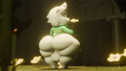 1boy anthro asriel_dreemurr ass balls big_balls big_butt genitals male male_only rumpshakersfm solo undertale undertale_(series)