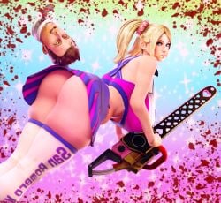 3d ass bare_midriff big_breasts blonde_hair blue_eyes breasts brown_eyes bubble_butt busty chainsaw cheerleader cheerleader_uniform crop_top disembodied_head female female_focus hourglass_figure juliet_starling large_breasts lollipop lollipop_chainsaw long_hair makeup male miniskirt sekaithereturn short_hair sideboob skirt tagme thick_thighs thighhighs twintails upskirt wide_hips