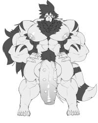 2025 abs absurd_res alien anthro armpit_hair beard ben_10 big_muscles big_penis body_hair cartoon_network chest_tuft claws facial_hair felid flaccid foreskin genitals hi_res huge_cock huge_muscles hyper hyper_genitalia hyper_muscles hyper_penis leroyyoreel male mammal monochrome muscular muscular_anthro muscular_male nipples nude pecs penile_spines penis pubes revonnahgander rook_blonko solo tuft uncircumcised vein veiny_muscles veiny_penis