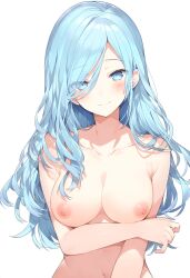 1girls ai_generated areola areolae belly belly_button big_breasts blue_eyes blue_hair blush blush breasts breasts breasts breasts_out cleavage completely_naked completely_naked_female completely_nude completely_nude_female female female_focus female_only high_resolution highres hinomori_shizuku looking_at_viewer naked navel nipples pov project_sekai solo solo_female solo_focus tits_out tummy waist white_background