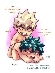 2boys all_fours anal ass_up bent_over blonde_hair blush butt_freckles chibi completely_nude completely_nude_male curly_hair freckles frizzy_hair green_eyes green_hair grin head_down_ass_up heart heart-shaped_pupils izuku_midoriya katsuki_bakugou kneeling looking_pleasured male multiple_boys my_hero_academia nellwynn_draws nude nude_male open_mouth penetration pleasure_face red_eyes saliva sex shounen_jump shueisha smile spiky_hair symbol-shaped_pupils yaoi