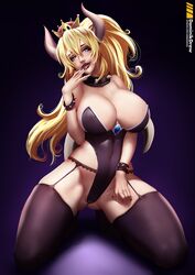 1girls big_breasts bowsette breasts cleavage female female_only garter_belt genderswap large_breasts looking_at_viewer lord_dominik mario_(series) new_super_mario_bros._u_deluxe nintendo solo thighhighs