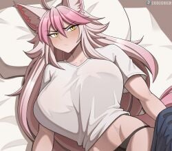 1girls animal_ears anthro ass background breasts cleavage cooliehigh dress female fur furry furry_female furry_only heels large_breasts long_tail muzzle sideboob tagme tail white_dress
