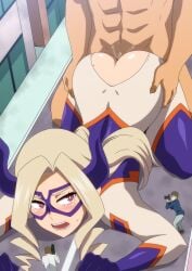 1girls 3boys ass blonde_hair blush bodysuit boku_no_hero_academia breasts camera clothed_female_nude_male doggy_style domino_mask exhibitionism female giant giant_male giantess hara_(harayutaka) highres horns long_hair mask mount_lady multiple_boys nude open_mouth public public_sex pussy_juice recording red_eyes sex size_difference superhero_costume torn_clothes