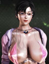 abs absurd_res body_tattoo honey_select huge_breasts micro_bikini muscular_female nipple_slip pubic_hair thesusman