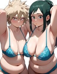 ai_generated armpits arms_behind_back arms_up boku_no_hero_academia bra breasts inko_midoriya large_breasts mature mature_woman milf mitsuki_bakugou mother my_hero_academia sagging_breasts saggy_breasts seductive shy sweat sweaty withoutgod