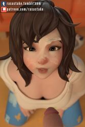 1boy 1girls 2:3 3d alternate_costume animated cum cum_on_face erection female looking_at_viewer male mei_(overwatch) no_sound overwatch pajamei penis pov raxastake shorter_than_10_seconds shorter_than_30_seconds shorter_than_one_minute vertical_video video