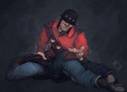 1boy alternate_version_at_source alternate_version_available anal_fingering anal_insertion anal_masturbation anal_sex demoman demoman_(team_fortress_2) digital_painting_(artwork) dilf fingering_anus fingering_ass fingering_partner fingers_in_ass flustered foreplay gay gay_anal gay_domination gay_sex helmet himbo latexkaktus laying_down male/male male_focus male_only male_penetrated male_penetrating male_penetrating_male mature_male no_visible_genitalia old_man_yaoi on_stomach red_team_(team_fortress_2) softcore soldier soldier_(team_fortress_2) team_fortress_2 yaoi