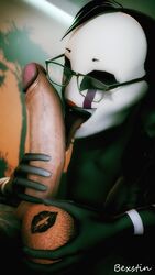 2018 3d animatronic anthro balls bexstin bexstinsfm erection eyewear fellatio female five_nights_at_freddy's five_nights_at_freddy's_2 glasses hair humanoid kiss_mark licking lipstick machine makeup male marionette_(fnaf) oral penis puppet_(fnaf) robot sex source_filmmaker straight tongue tongue_out video_games