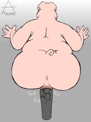 2024 absurd_res anal anal_masturbation anal_sex anthro arkaneanarchist_(artist) ass bald belly big_belly big_butt colored digital_drawing_(artwork) digital_media_(artwork) domestic_pig fart fart_on_dick farting farting_on_dick hi_res high-angle_view huge_belly huge_butt male mammal masturbation moobs nude obese obese_anthro obese_male onomatopoeia overweight overweight_anthro overweight_male penetration rear_view sex_toy simple_background solo sound_effects suid suina sus_(pig) text thick_thighs watermark wet wide_hips