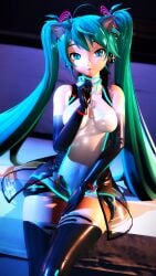 3d 3d_model big_breasts blue_eyes blue_hair bodysuit cat_ears cat_eyes hand_on_thigh hatsune_miku mikou_39 thick_thighs twintails vocaloid