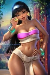 1girls ayyasap chel chel_(the_road_to_el_dorado) dark-skinned_female female female_focus hourglass looking_at_viewer pinup smiling_at_viewer