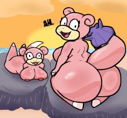 big_ass big_breasts breasts bubble_butt female huge_ass huge_breasts lewdewott pokémon_(species) pokemon slowpoke thick_thighs wide_hips