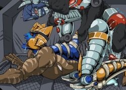 2boys ahegao alien ambiguous_penetration beast_wars big_sub cum dinobot_(beast_wars) ejaculation gay looking_pleasured male optimus_primal penetration pleasure_face robot small_dom small_dom_big_sub tagme transformers yaoi