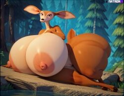 ai_generated anthro breasts_bigger_than_head doe female furry giselle_(open_season) matronai_(artist) open_season